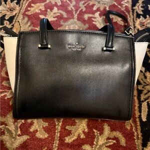 kate spade Black and Cream Leather Satchel with Top Handles